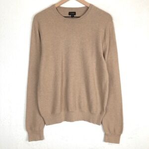 J CREW 100% Cotton Sweater Men's M Tan Crew Neck L/S Basic Casual Everyday